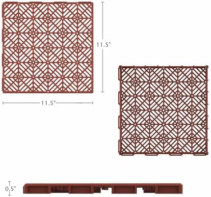 Deck Tiles - 6-Pack Pavers - Polypropylene Interlocking Patio Tiles - Outdoor Flooring for Patio, Porch, Garage, or Pool Deck by Pure Garden (Terracotta)