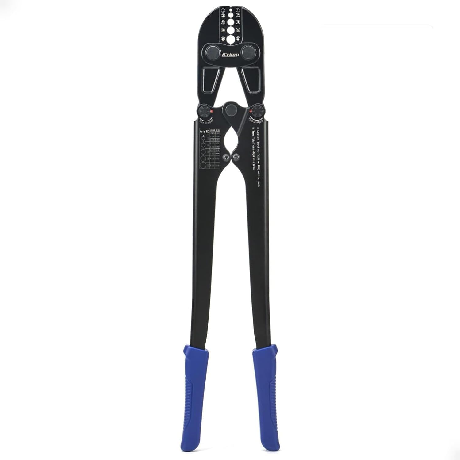 iCrimp IWS-1608M4 Wire Rope Crimper 3/64" to 1/8" 4 Dies | High carbon steel swaging tool for aluminum oval, double-barrel & annealed copper sleeves; ideal for railing, cable & fishing