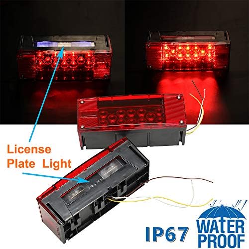 Left+Right/over 12 LED super diodes for each light/AUTO 2PCS 12V LED Submersible Low Profile Rectangular Trailer Lights