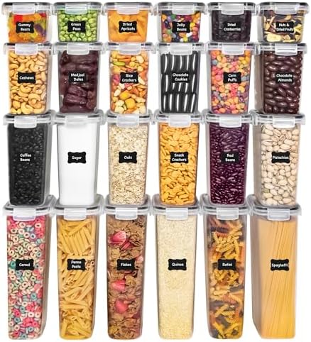 Freshware Kitchen Storage Containers with Lids, 48 PCS Airtight Food Storage Containers, Plastic Kitchen Containers, Pantry Containers for Cereal