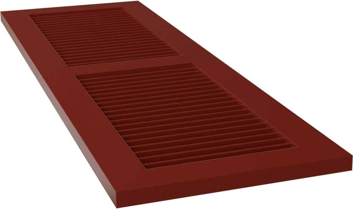18"W x 60"H True Fit PVC Two Equal Louver Shutters, Unfinished (Per Pair - Hardware Not Included)