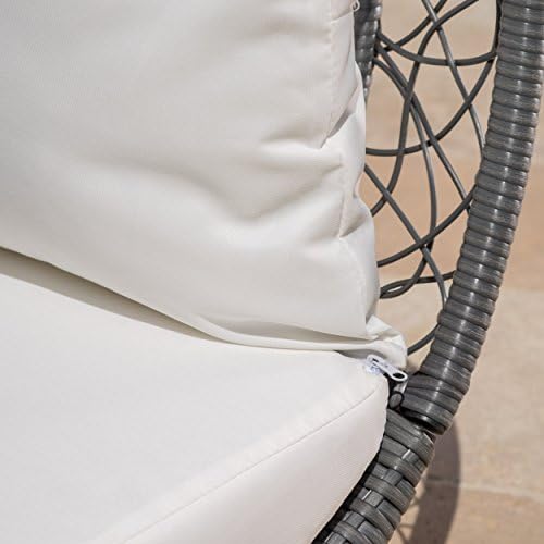 GDFStudio Outdoor Wicker Overhead Canopy Daybed Water Resistant Cushion (Grey/White)