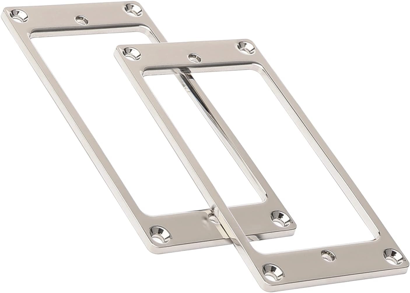 Metallic 2-Pack Humbucker Pickup Rings | Flat Mounting Frame for Electric Guitar, Chromium-plated Iron, Chrome Bridge Neck Pickup Covers Replacement Part