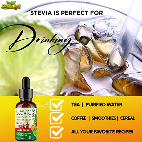 Candy Bread Premium Quality Stevia Drops | Organic Liquid Stevia |Best Sugar Substitute | 100% Pure Extract | All Naturally Sweet | Non-Bitter