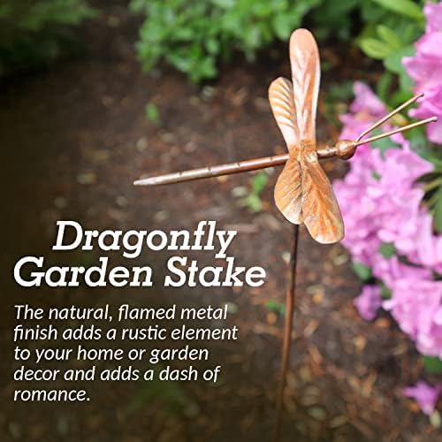 Flamed Copper Dragonfly Garden Ornament