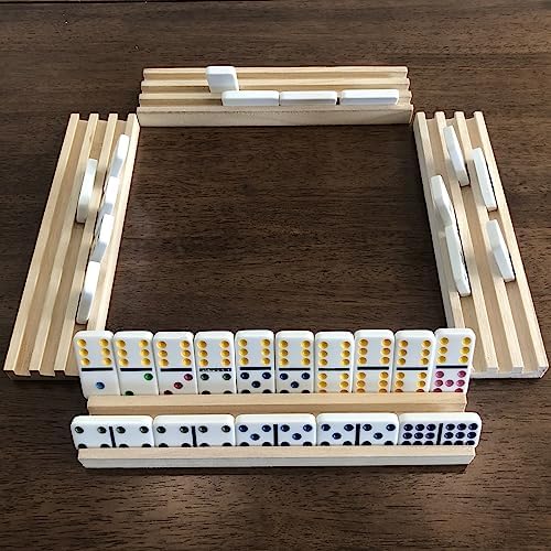Yuanhe Wooden Domino Racks Set of 8, Domino Trays Holders Organizer for Classic Board Games, Dominoes Accessories