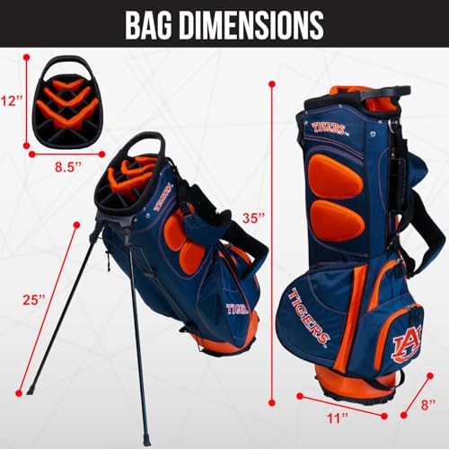 Team Golf NCAA Auburn University Tigers Fairway Golf Stand Bag Fairway Golf Stand Bag, Lightweight, 14-way Top, Spring Action Stand