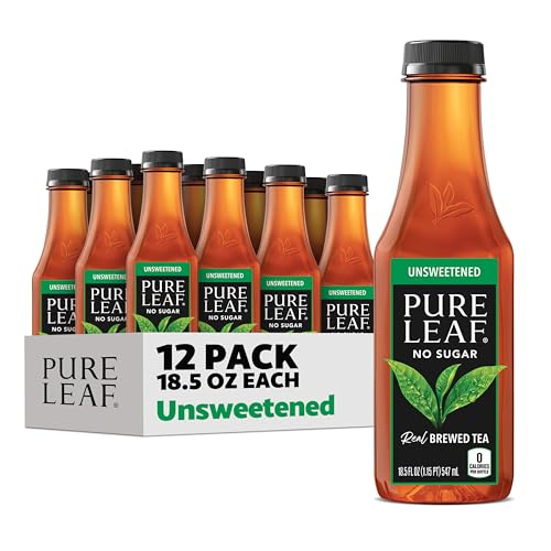 Pure Leaf Iced Tea, Unsweetened Green Tea, 18.5 fl Oz Bottles (Pack of 12)