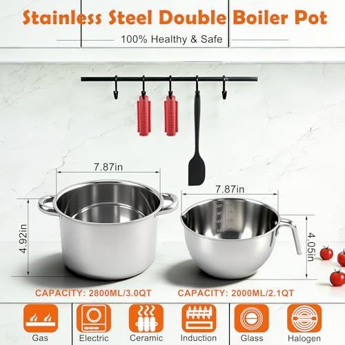 Stainless Steel Double Boiler Melting Pot, Double Boilers for Stove Top