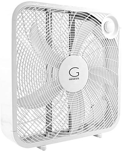 Genesis 20" Box Fan, 3 Settings, Max Cooling Technology, Carry Handle, White (G20BOX-WHT)