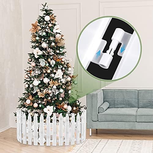 URATOT 20 Pieces Christmas Tree Thick White Plastic Picket Fence for Pets and Kids - Party, Garden, Home Decoration, 12 Inches