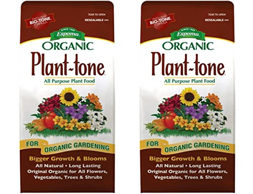 Espoma Organic Plant-Tone 5-3-3 Natural & Organic All Purpose Plant Food, 4 lb. Bag, Organic Fertilizer for All Flowers, Vegetables, Trees