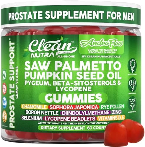 AndroFlow Saw Palmetto and Pumpkin Seed Oil Prostate Health Supplements for Men Pygeum Beta Sitosterol Lycopene Boron Zinc Selenium DIM Stinging