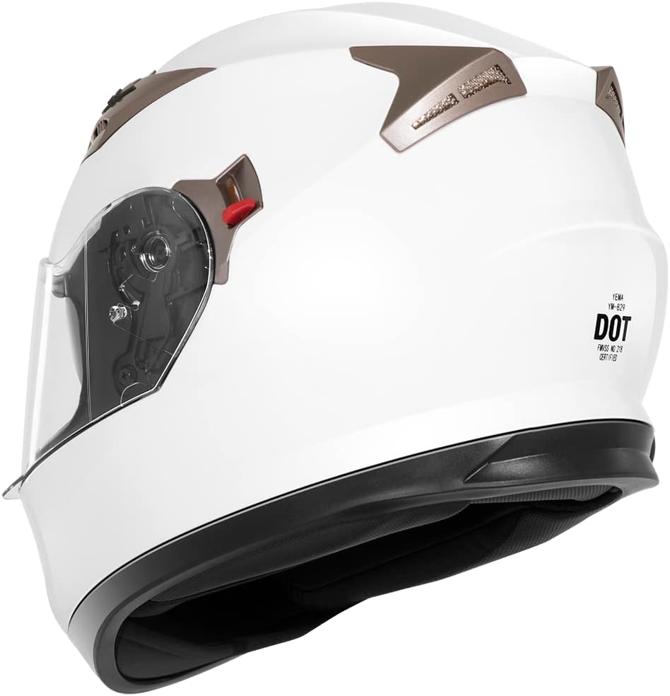 Motorcycle Full Face Helmet DOT Approved - YEMA Helmet YM-829 Motorbike Moped Street Bike Racing Casco Moto Helmet with Sun Visor for Adult,Youth Men and Women