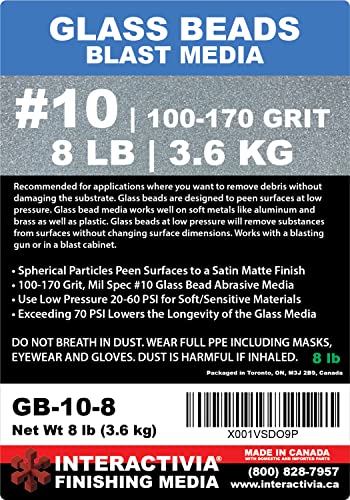#10 Glass Beads - 8 lb or 3.6 kg - Blasting Abrasive Media (Extra Fine) 100-170 Mesh or Grit - Spec No 10 for Blast Cabinets Or Sand Blasting Guns