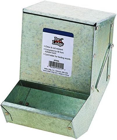 Pet Lodge® Steel Small Animal Feeder with Lid and Sifter Bottom | Cage Rabbit Feeder | Holds Several Days Worth of Food | 5 Inch