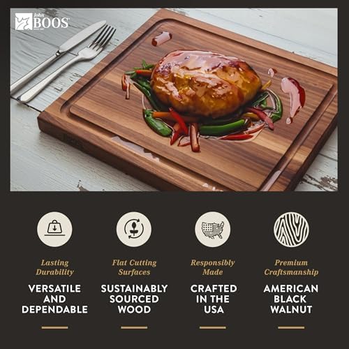 John Boos BBQ Series Rectangular Wooden Walnut Cutting Board 17"x21"