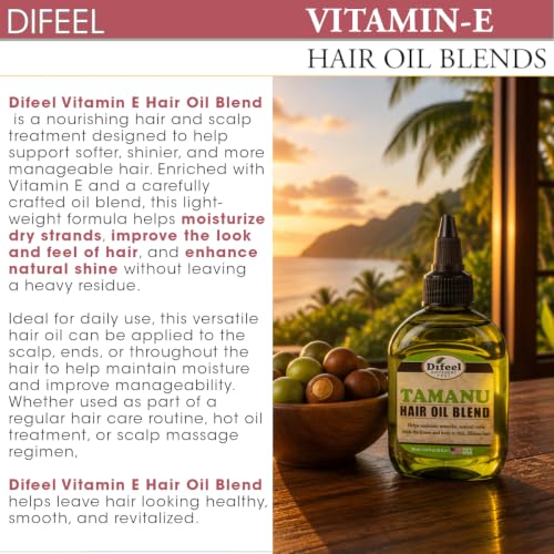 Difeel Vitamin E Hair Oil Blend - Travel Size 2.5 oz.