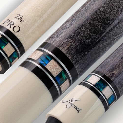 Meucci Pool Cues - Merry Widow, Blue & Gray - Maple Cue Stick, Pool Stick w/Paua Shell Squares Design