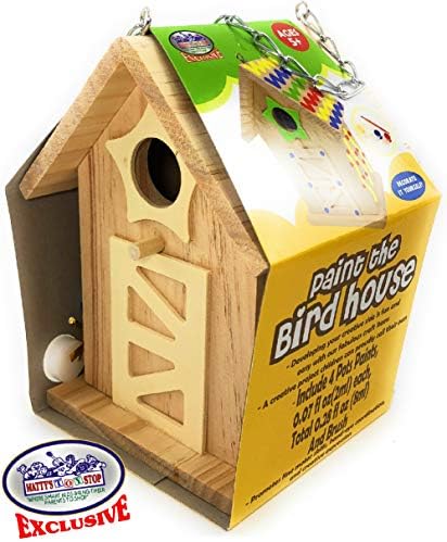 Matty's Toy Stop Paint Your Own Small Wooden Birdhouses (Includes Paints & Brushes) Gift Set Bundle - 3 Pack