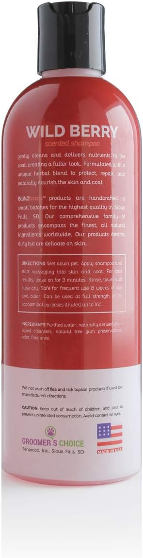 Bark2Basics Wild Berry Dog Shampoo, 16 oz - Naturally Derived, Unique Herbal Blend, For Dry Itchy Skin, Gentle, Moisturizing | Naturally Derived