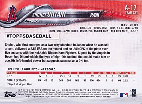 Los Angeles Angels 2018 Topps Factory Sealed EXCLUSIVE Special Limited Edition 17 Card Team Set with Shohei Ohtani Rookie Card Plus Mike Trout and