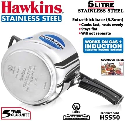 Hawkins Stainless Steel 5.0 Litre Pressure Cooker