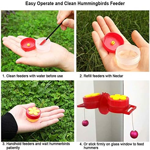 Naomo Handheld Hummingbird Feeders with Suction Cup, Multifunctional Mini Hummingbird Feeder with Perches for Outdoors