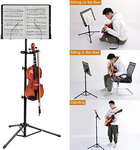 Klvied Folding Sheet Music Stand with Violin Hanger
