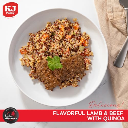 KJ Poultry Kosher Ready Meals - Beef Lamb Kabob & Quinoa, MRE Meat Meals Ready to Eat (1 Pack) Prepared Entree Fully Cooked, Shelf Stable Microwave Dinner Travel, Military, Camping, Emergency Survival