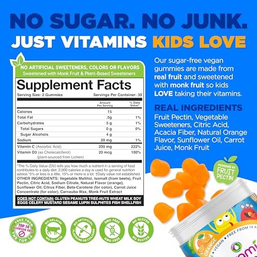 NUTRAMIN Sugar-Free Gummy Multivitamins for Kids, Allergen-Free, 90 Count