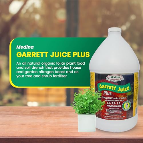 Medina Garrett Juice Plus Liquid Fertilizer, Houseplants & Garden - 1 Qt | Foliar Spray & Soil Drench | Vegetables, Flowers, Lawns & Trees | Seaweed & Fish Hydrolysate | Feed Every 1-2 Weeks