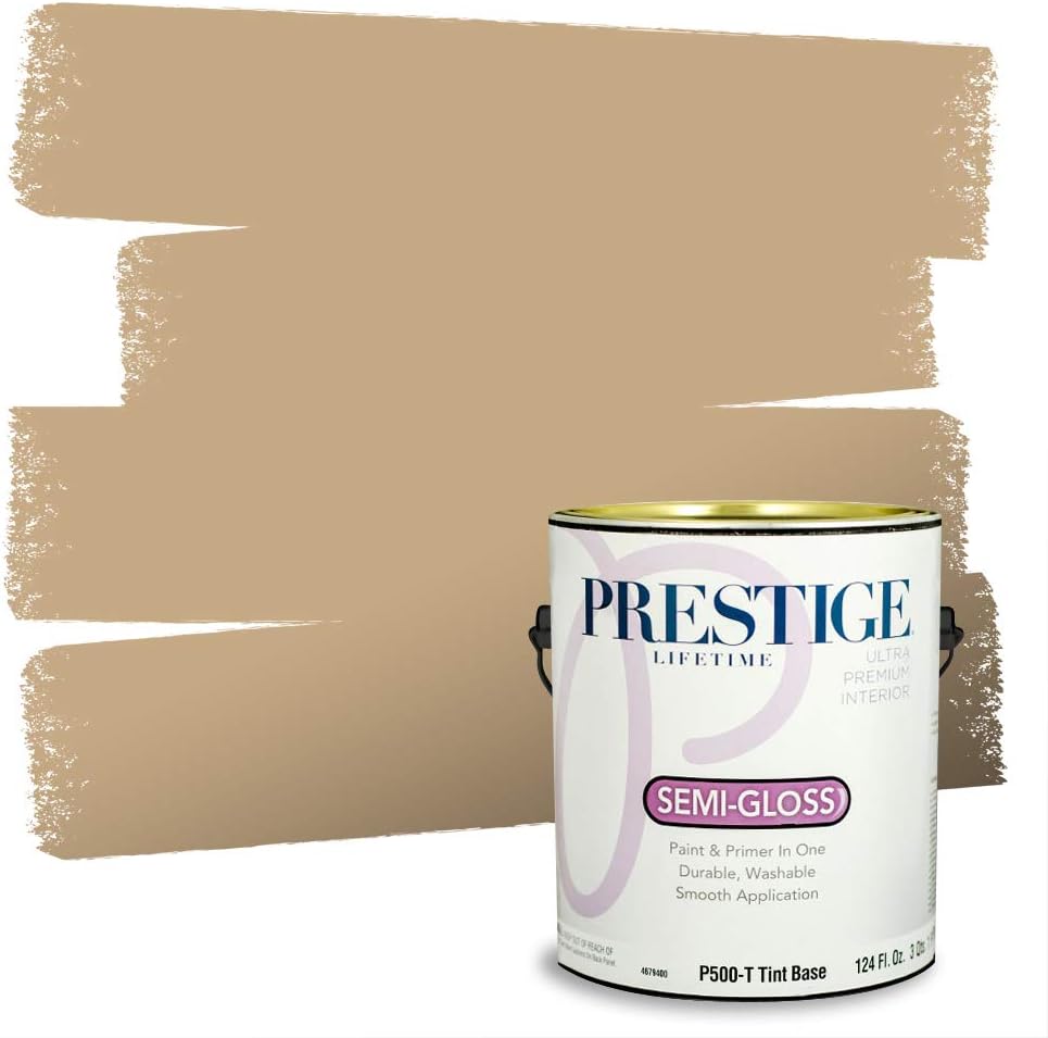 PRESTIGE Paints Exterior Paint and Primer In One, 1-Gallon, Satin, Comparable Match of Sherwin Williams* Relaxed Khaki*