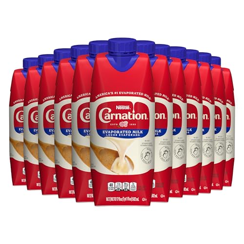 Carnation NESTLE Evaporated Milk 17oz Tetra Carton, 204 Fl Oz, (Pack of 12)