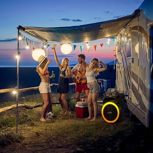 Dolphin Bluetooth Party Speaker with Wireless Microphone, 18" Woofer | 4500W Output, LED Lights, USB, SD, AUX & Guitar Inputs, 12V Input
