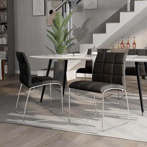 Furniture of America Poipen Faux Leather Dining Chairs in Black (Set of 2)