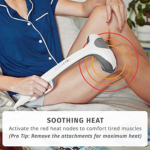 Homedics Back Massager Heated Automatic Percussion Body Massager | with Dual Pivoting Heads, for Back, Body and Neck Massage, Interchangeable Nodes