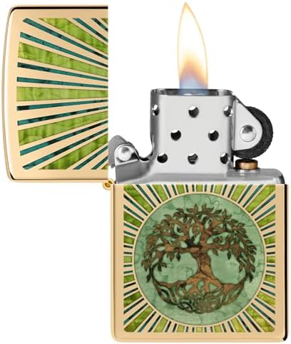 Zippo Tree of Life Pocket Lighter - Refillable Flip-Top Windproof Lighters - Spiritual and Symbolic Design Pocket Lighters - Luxury Metal Lighter Made in USA