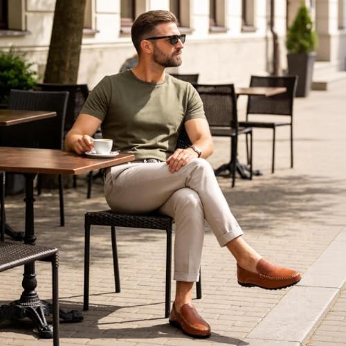 Go Tour Men's Premium Genuine Leather Casual Slip on Loafers Breathable Driving Shoes Fashion Slipper