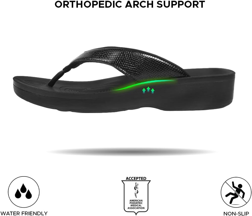 AEROTHOTIC Comfortable Arch Support Flip Flops for Women Orthotic Sandals