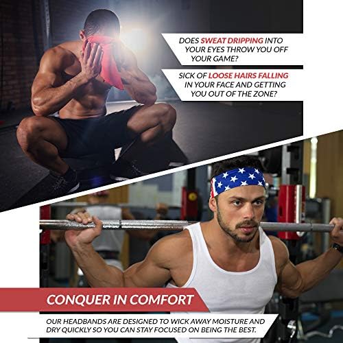 USA Patriots American Flag Sports Bandana for Men & Women: Sweat-Wicking Headband for Exercise, Running, Football