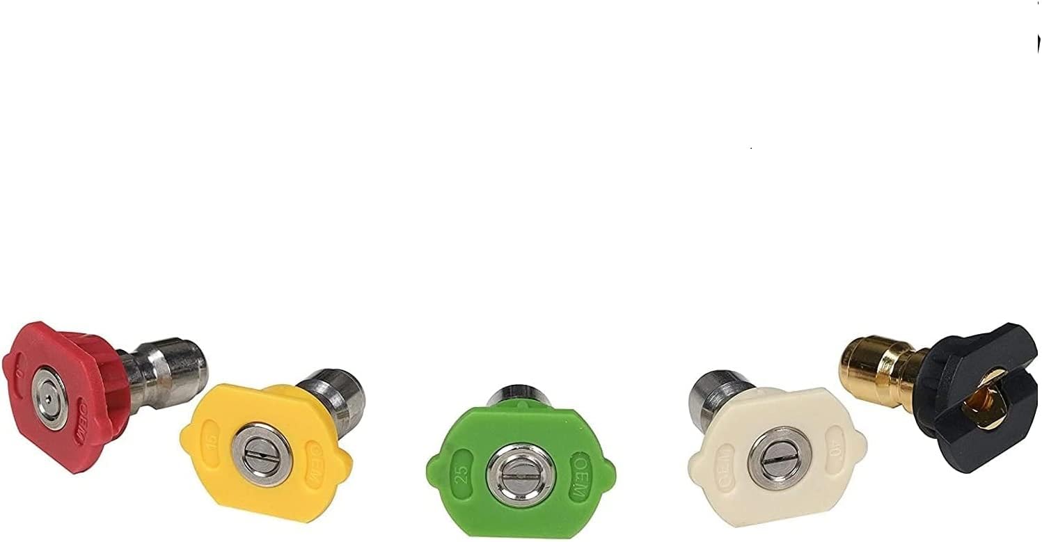 Simpson 3600 PSI 1/4" Quick Connect Pressure Washer Nozzle Set, 5-Pk, 80145 | 5 Spray Patterns (0°, 15°, 25°, 40°, Soap) In One Set