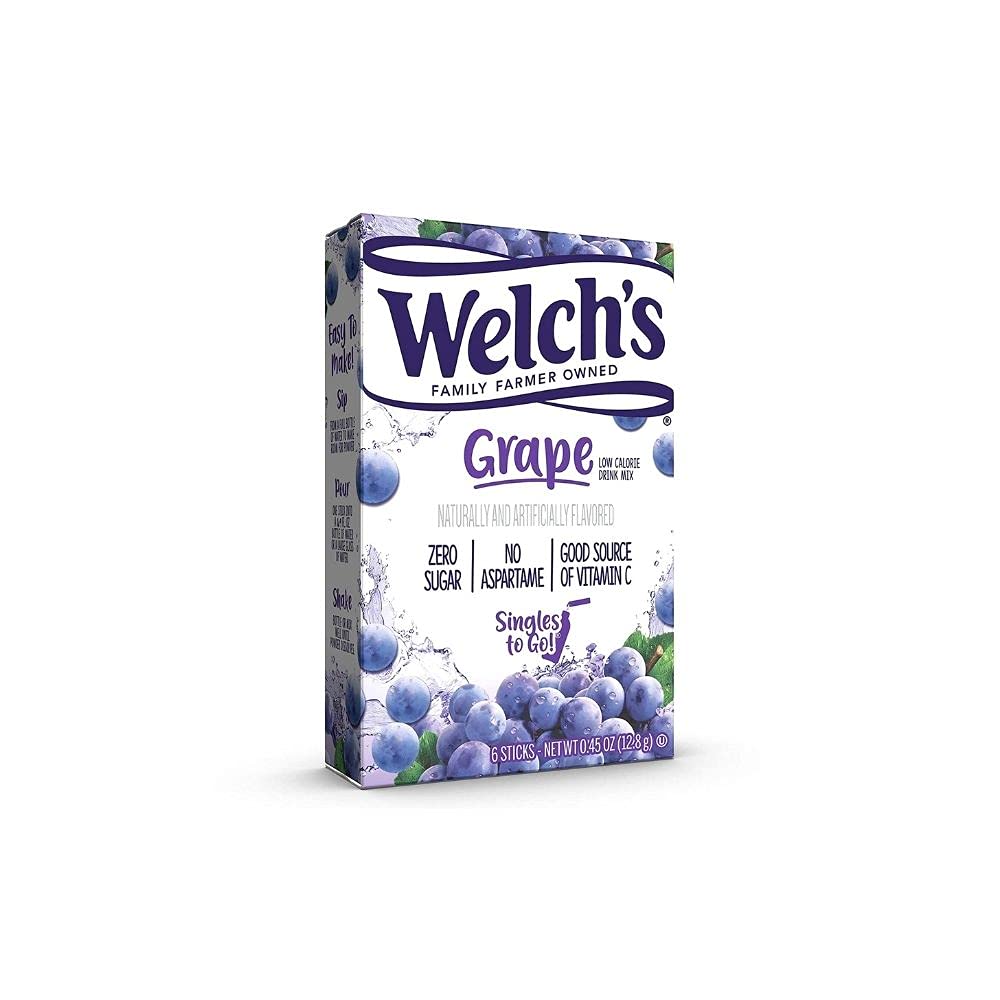 SINGLES TO GO! Welch's Variety Pack - Strawberry Peach, Cherry Pomegranate & Grape Pack of 6