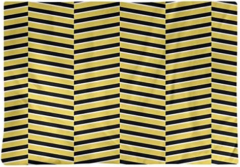 Dana Strider Black & Color Fractured Stripes Table Placemat, 18 x 14, Yellow