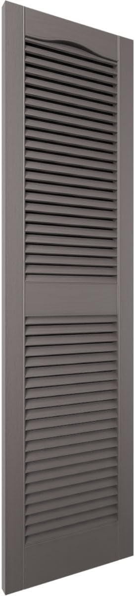 Ekena Millwork Lifetime Vinyl LL1S12X02500PG Standard Cathedral Top Center Mullion, Open Louver Vinyl Shutters, w/Installation Shutter-Lok's & Matching Screws (Per Pair), 12'W x 25'H, Paintable