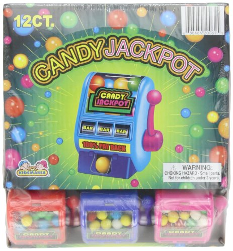 Kidsmania Candy Jackpot Slot Machine Candy Dispenser, 0.7-Ounce Candy-Filled Dispensers (Pack of 12)