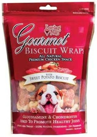 Loving Pets Gourmet Premium Meat Snack Wrap Dog Treat Flavor: Sweet Potato & Biscuit, Quantity: 8-oz