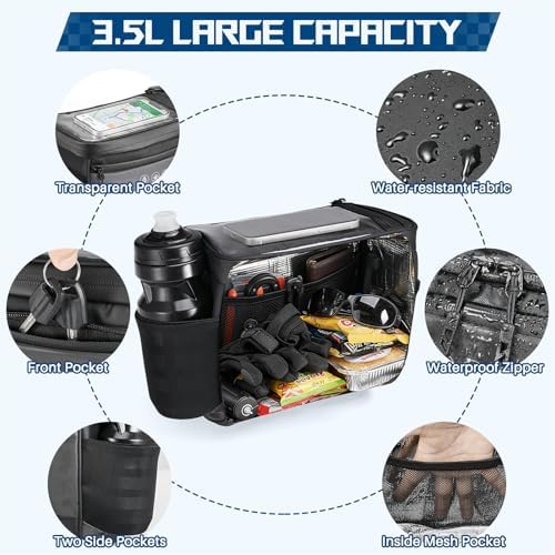 WOTOW Bike Handlebar Bag, Waterproof & with Sensitive Touch Screen, 3.5L