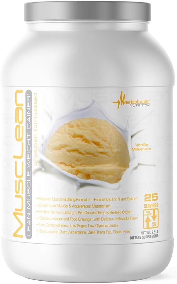 Metabolic Nutrition - Musclean - Milkshake, Whey High Protein Meal Replacement, Maintenance Nutrition, Low Carb, Keto Diet, Digestive Enzymes, Chocolate, 2.5 Pound (25 ser)