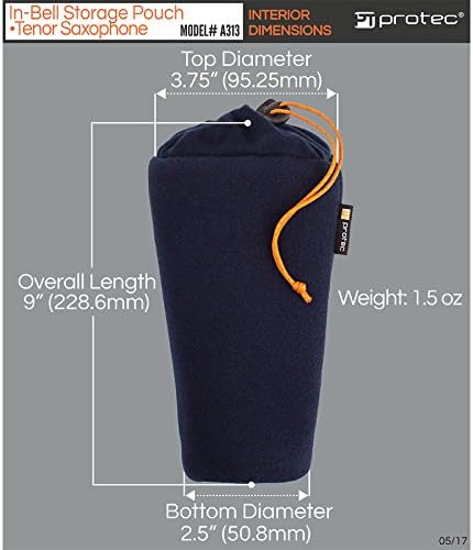 Protec Tenor Sax In-Bell Storage Pouch For Neck, Mouthpiece, & Other Accessories (A313)
